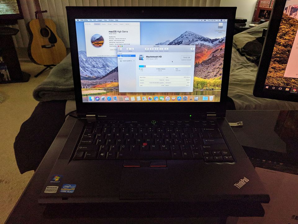 Turn a Thinkpad T420 into a dual-boot macOS High Sierra Hackintosh + Windows 10